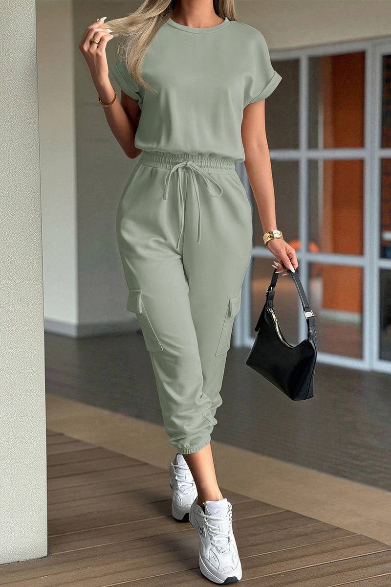 NINEXIS - Wholesale Top & Pant Set (NOT Loungewear) - Women's - CWSTB00444_SOLID CASUAL SHORT SLEEVE TEE & SHORTS SET8