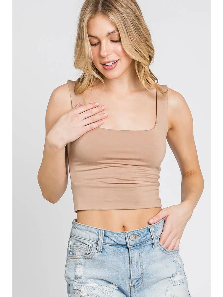 Final Touch - Wholesale Knit Top - Women's - Square Neck Fitted Crop Top - T1685911