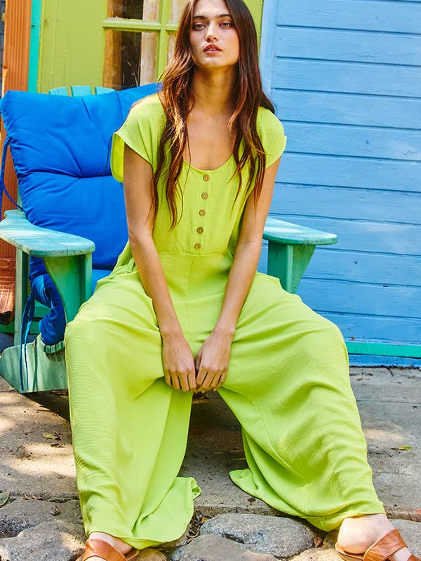 BUCKETLIST OUTLET - Wholesale Jumpsuit - Women's - R5277 OUTLET SALE Scoop Neck Wide Leg Solid Jumpsuit6