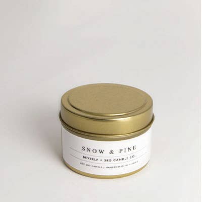Beverly and 3rd Candle Co. - Wholesale Travel Candles - Snow & Pine 4oz Travel Tin - Soy Candle2