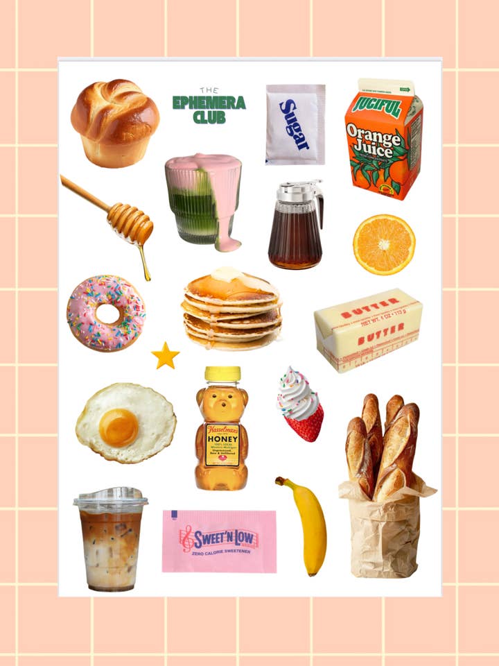 Breakfast Food Sticker Sheet - 4x6 for wholesale by The Ephemera Club