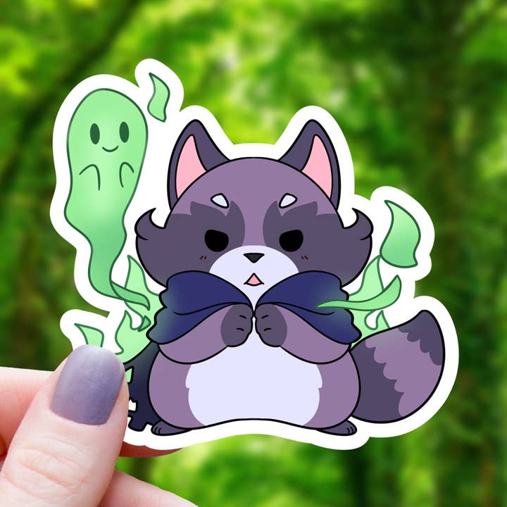 Adesivo Raccoon Necromancer - 7,6 cm per la vendita all'ingrosso da parte di Mimic Gaming Co