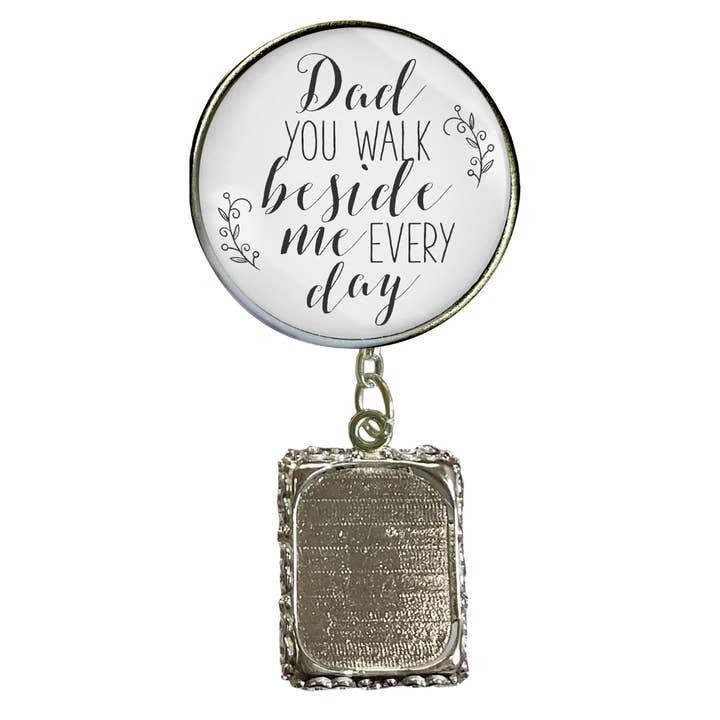 Wedding Memory of Dad Grooms Boutonniere Pin Photo Frame ^ for wholesale by Gutsy Goodness