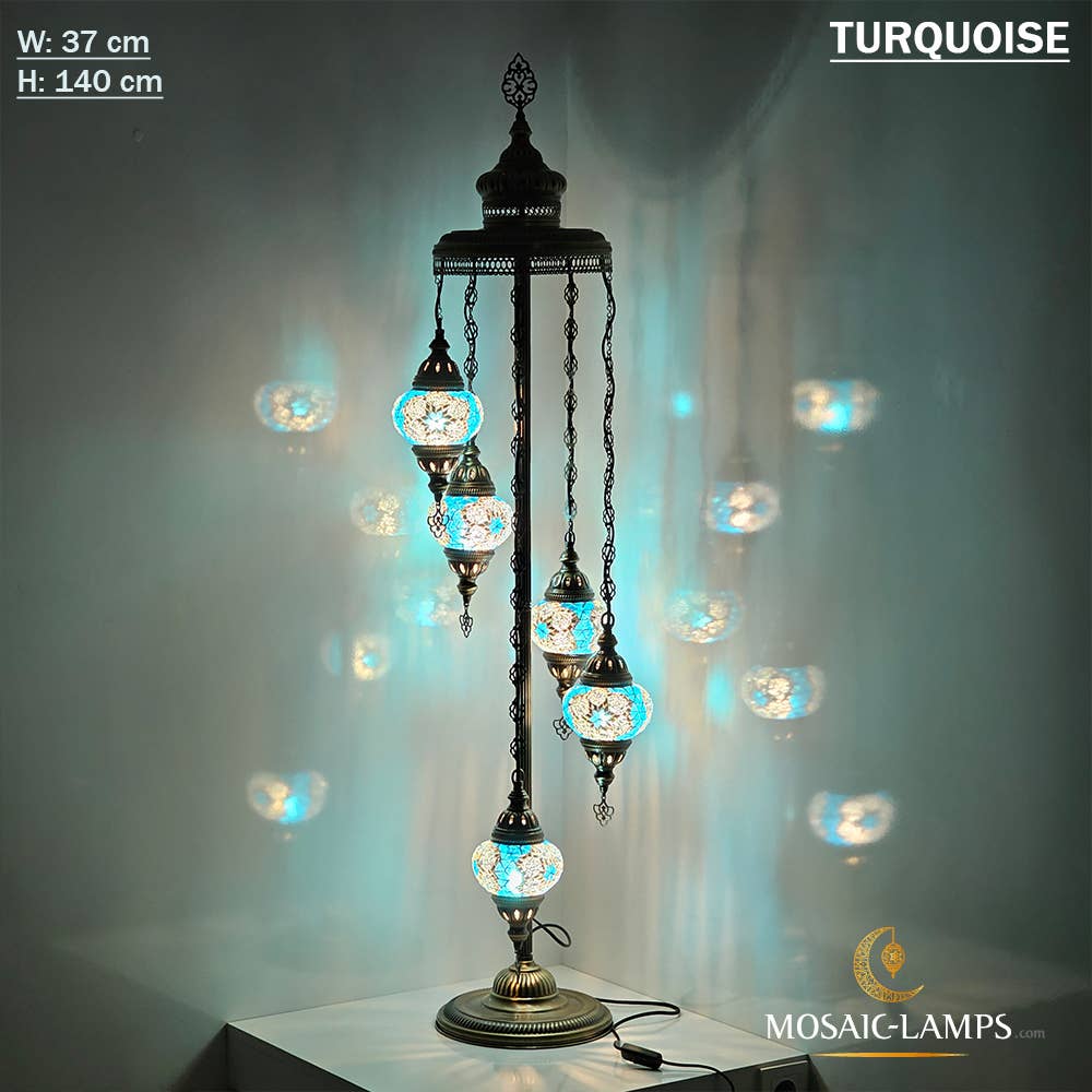 Mosaic Lamps - Wholesale Floor Lamp - 5 Globe Mosaic Floor Lamps, Medium Ball Turkish Mosaic Bedsi19