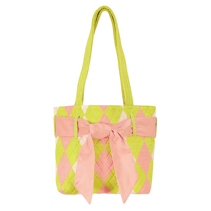 SALE Prepster Argyle Green Tote Bag 13" x 10" for wholesale by C&F Home