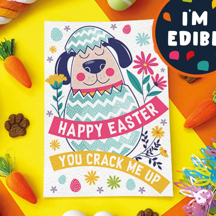 π£ Crack Me Up β Edible Dog Easter Card for wholesale by Scoff Paper