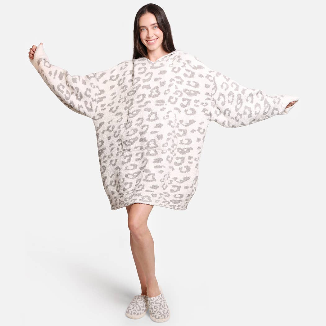 Fashion City - Wholesale Hoodie - Women's - Leopard Print Soft Hooded Snuggie w Pocket20