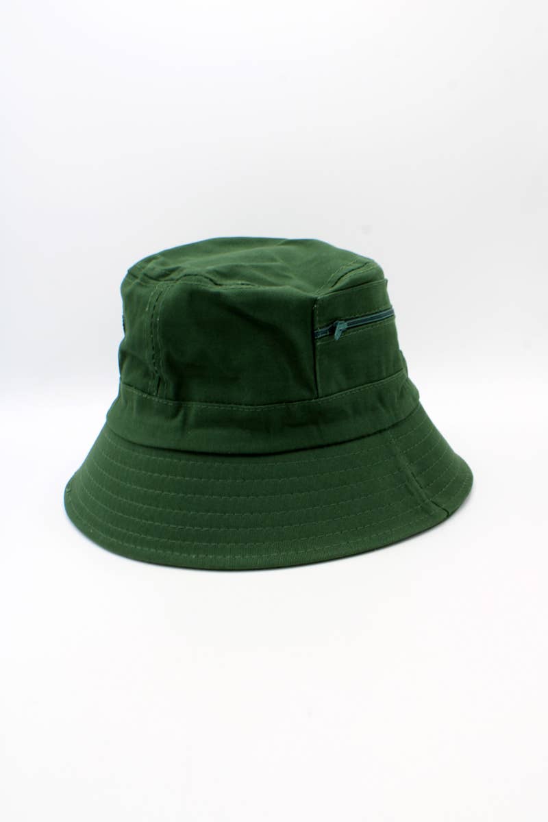 Hologramme Paris - Wholesale Bucket Hat - Unisex - Plain Cotton Classic Bucket Hat with Zip2