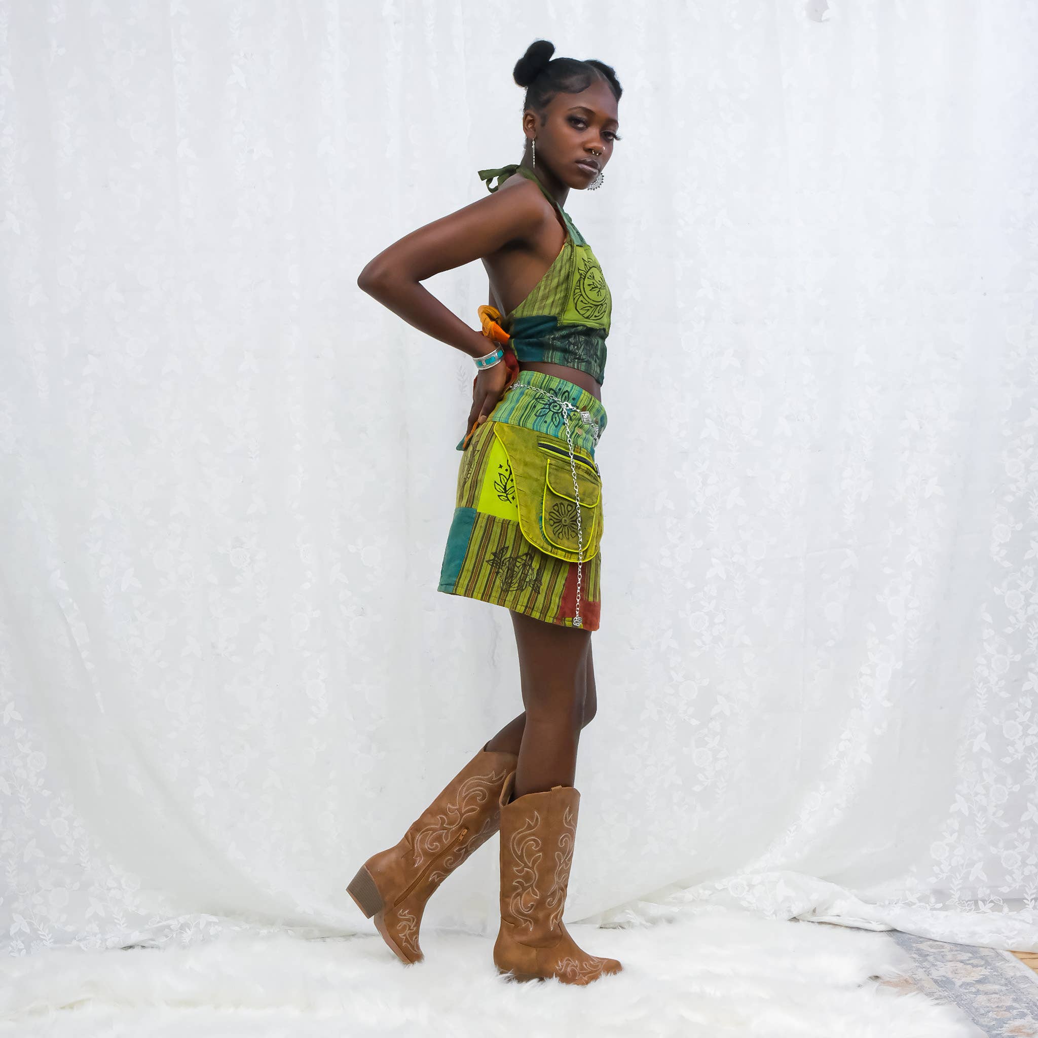 Karma Nepal Crafts - Wholesale Skirt - Women's - Patchwork Skirt with Button19