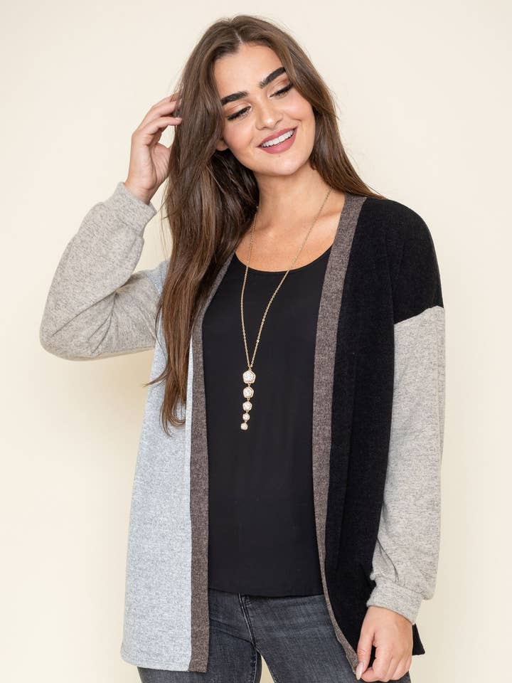 Farveblok Strik Cardigan for engroshandel hos EG fashion