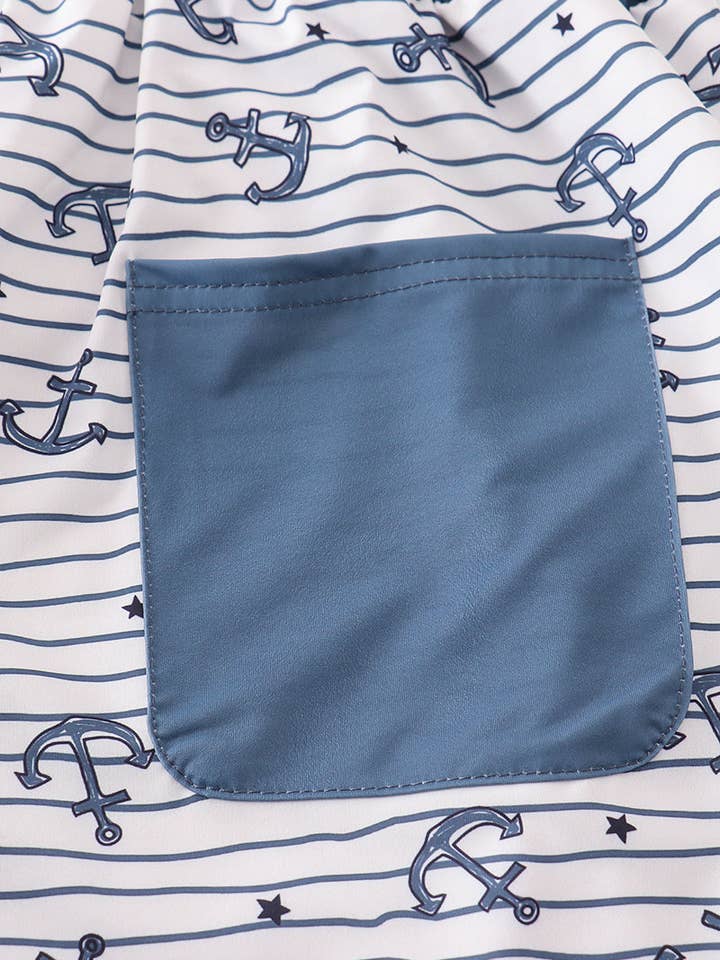Aspen Rain Boutique - Wholesale Swim Shorts - Men's - Blue stripe anchor print dad swim trunks5