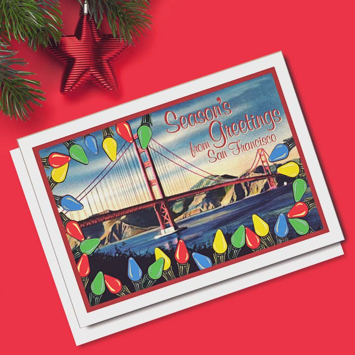 Wright Card Company - Wholesale Season's Greetings Card - San Francisco Golden Gate Bridge Card - Box Set of 10 C10384