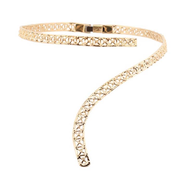 Gasometer Scarf Necklace Gold Plated Bronze per la vendita all'ingrosso da parte di Co.ro Jewels