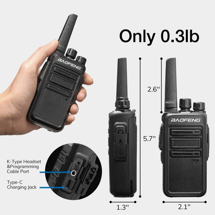 Radioddity - Vente Appareil technologique portable - Baofeng GT-68 radios FRS par lot de 4 | Sans licence | Recharge Type-C | CTCSS/DCS4