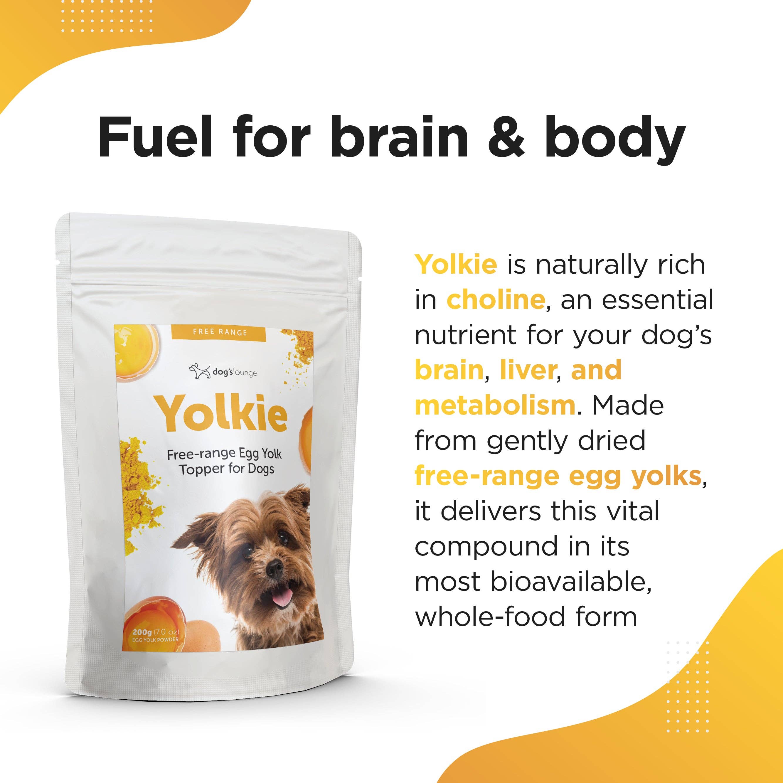 Dog's Lounge – wholesale Pet supplement – Dog – YOLKIE – Free-Range Egg Yolk Topper for Dogs2