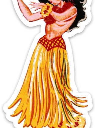 Hula Girl Retro Sticker for wholesale by Red and White Kitchen Company