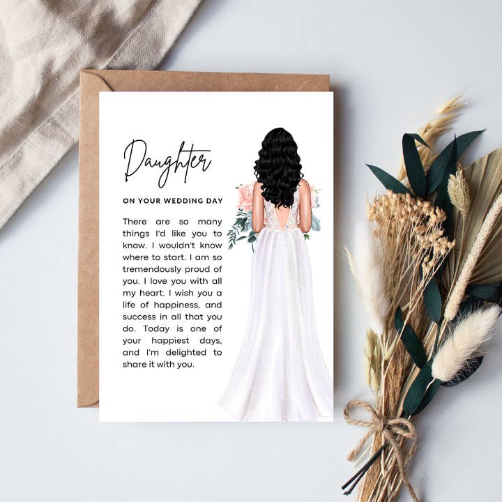 Boho Babe UK Studio – wholesale Wedding card – Daughter on your Wedding Day Printed Poem Keepsake