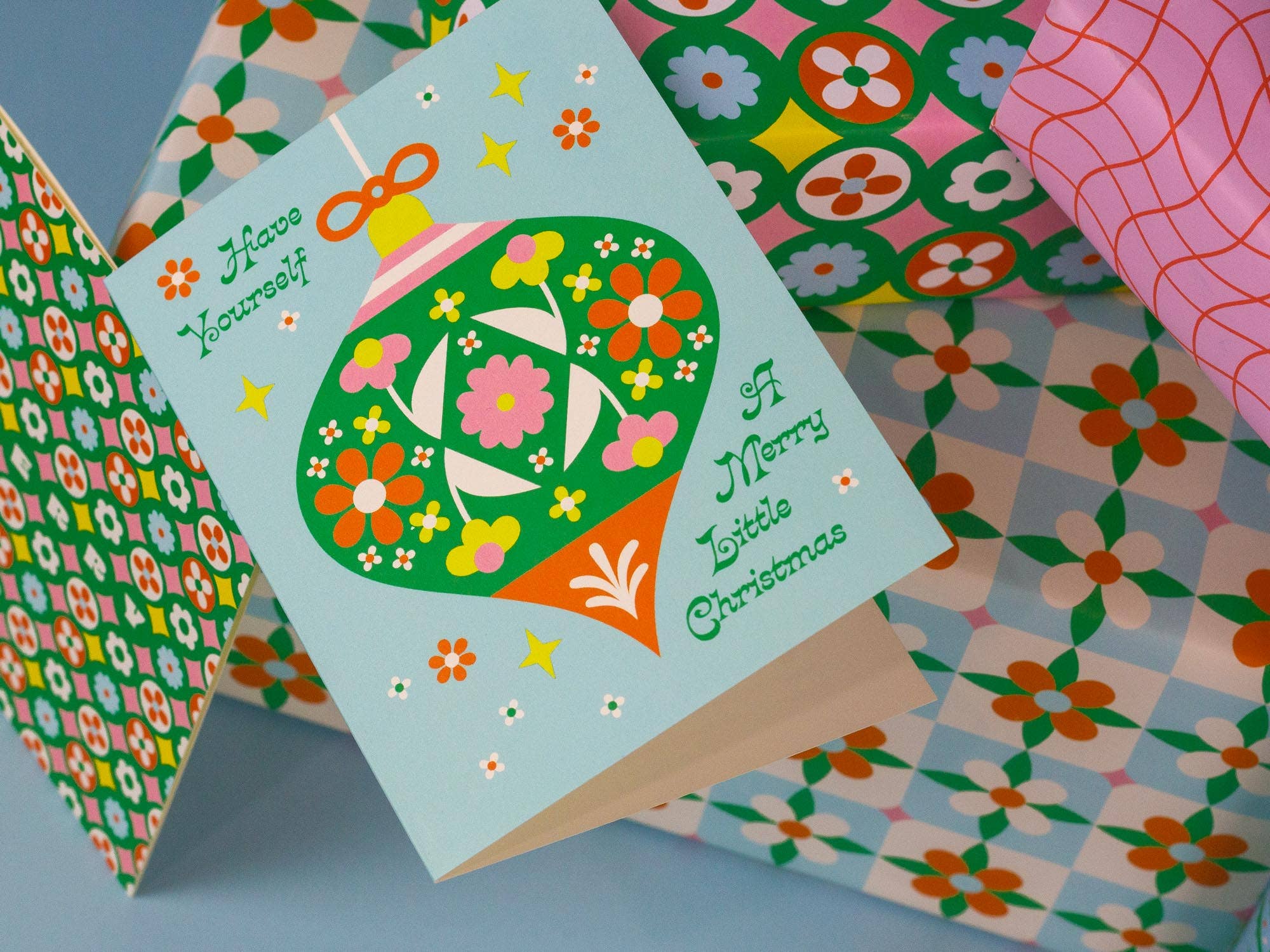 My Darlin' – Engroshandel Julekort – Glædelig lille ornament • Retro blomsterjulekort eller sæt5