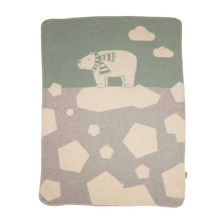Light Green Polar Bear on Ice Mila Bassinet Blanket for wholesale by Emotion & Kids