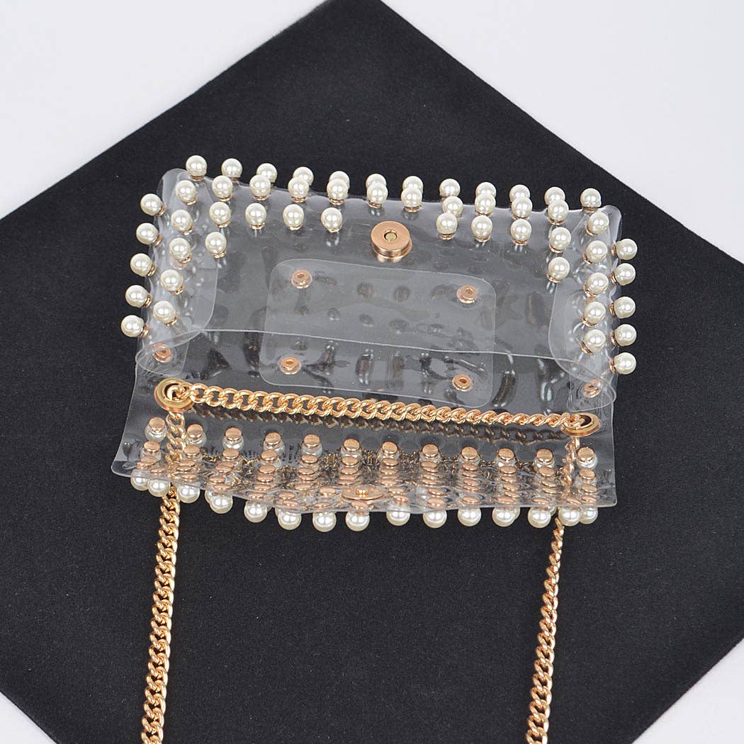 3AM BY H&D ACCESSORIES - Wholesale Belt Bag - Women's - Rhinestone Clear Belt Bag W/Chain PB86336