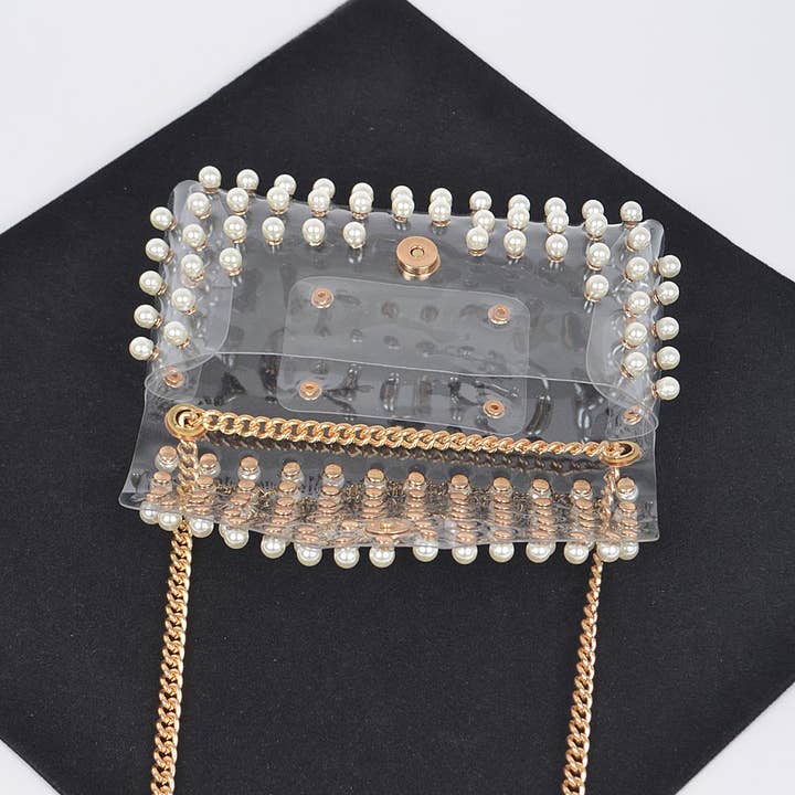 3AM BY H&D ACCESSORIES - Wholesale Belt Bag - Women's - Rhinestone Clear Belt Bag W/Chain PB86336