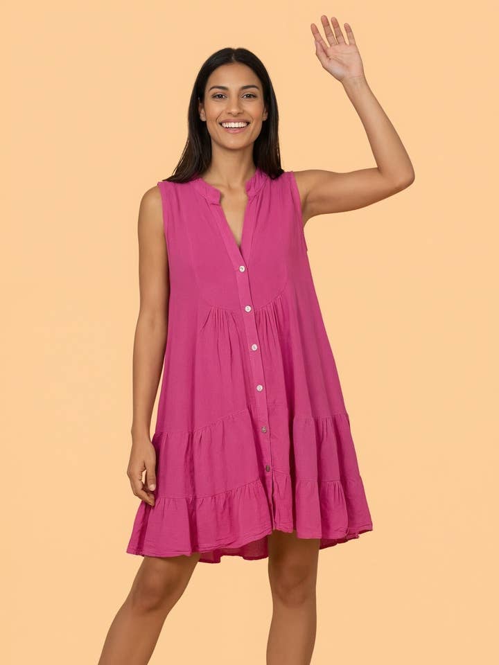 Ærmeløs kjole i hør 71817 100% hør for engroshandel hos la maison des fibres naturelles