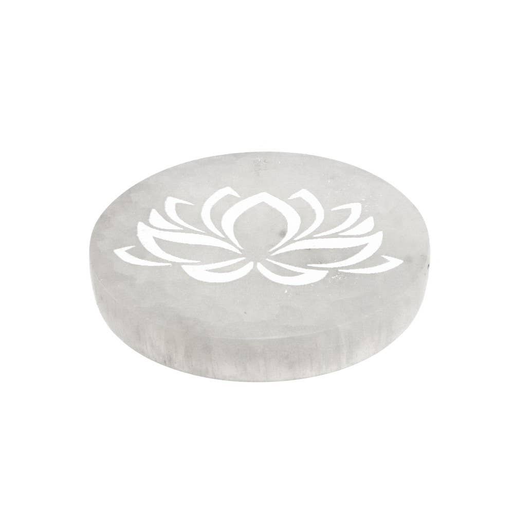 Vives de la Cortada S.L - Wholesale Spiritual Stone/Crystal - Extra Lotus Flower Selenite Circular Plate1