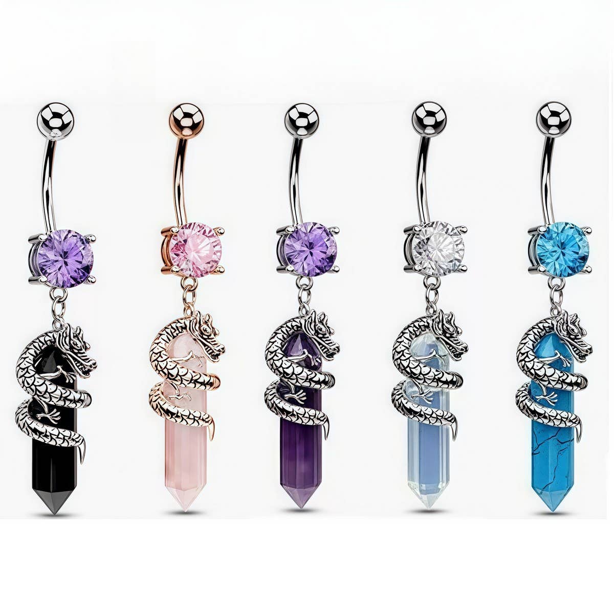 ACCITY - Wholesale Belly Ring - 3D Dragon Claw Natural Stone Belly Button Ring_CWMM94736