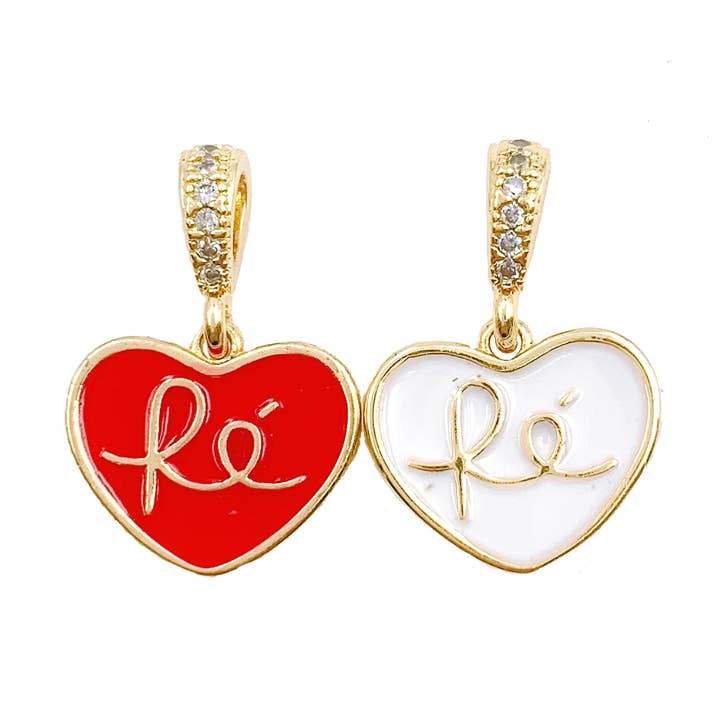 Enamel FE Heart Charm Pendant CZ Micro Pave, CP1118 for wholesale by Beads Creation