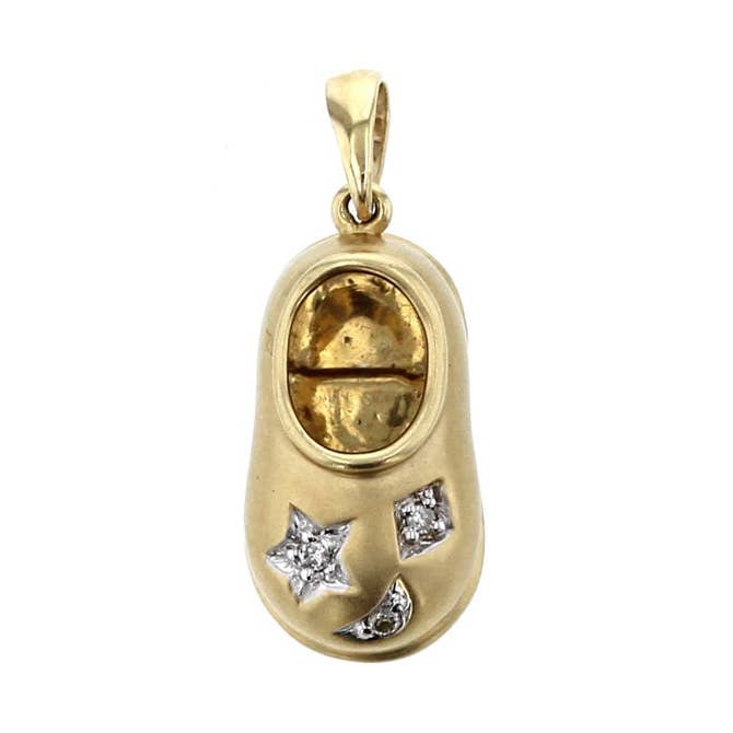 14Kt Gold Diamond Stone shoe charm for wholesale by NYMAN JEWELERS