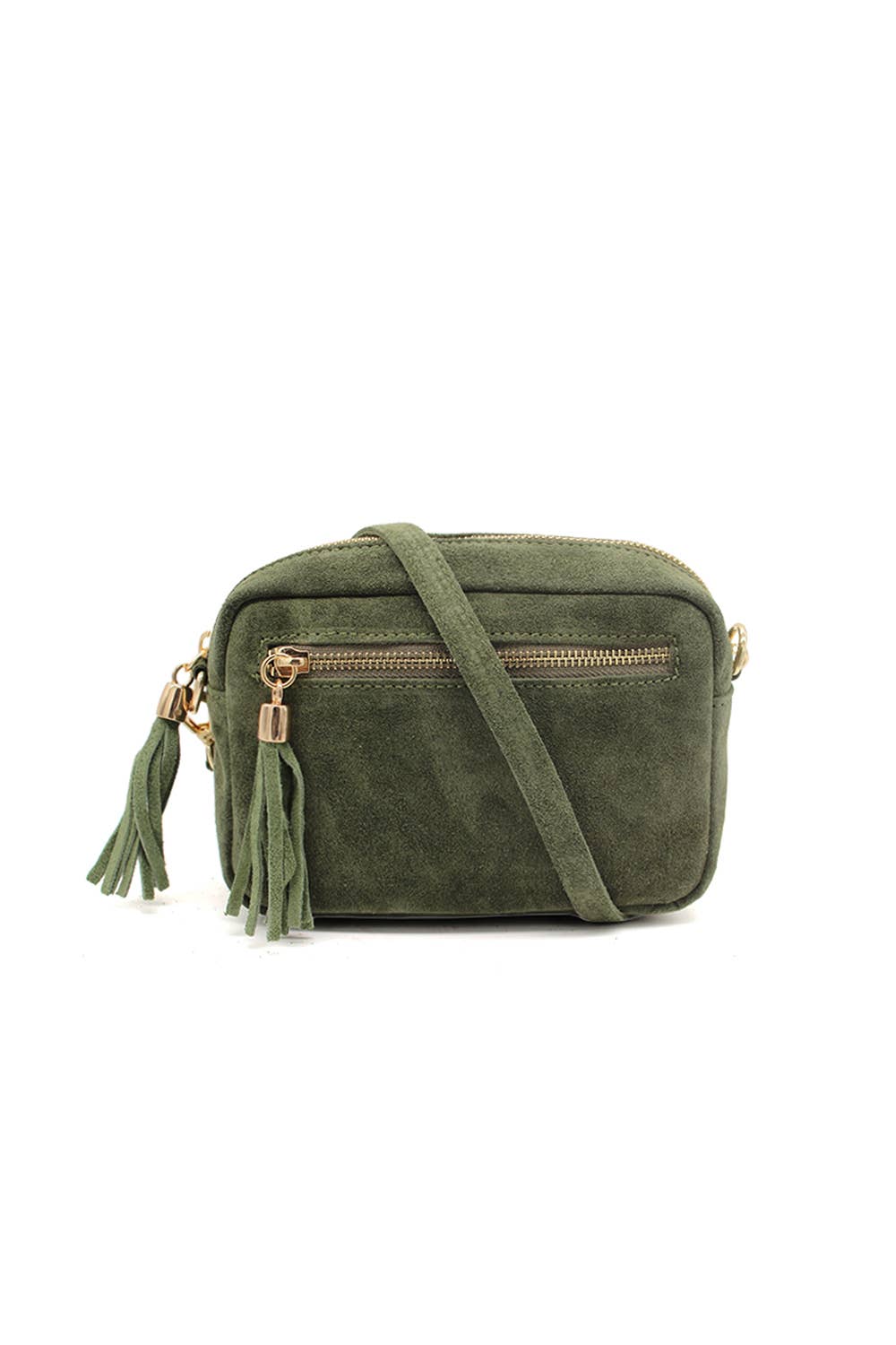 Ellas Trading – wholesale Crossbody bag – Women's – Casual Italian Genuine Suede Crossbody Bag with Tassel Zippe6