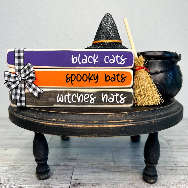 October home decor | Mini book stacks Halloween - Witches for wholesale by Ruaille Buaille Co