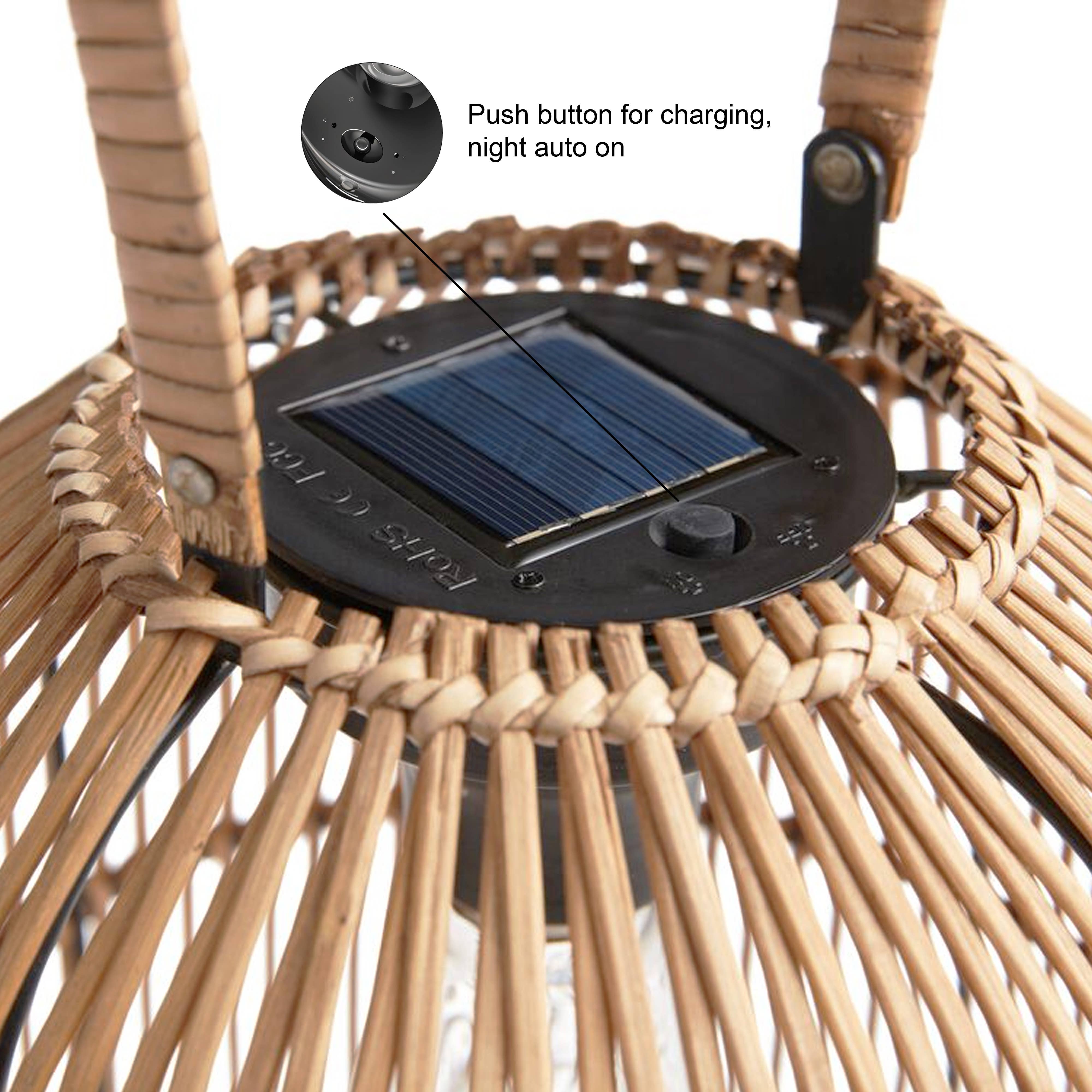 LJUSBRUN Utomhus tårdroppsformad solcellslampa i rotting för bordet för wholesale på Faire5