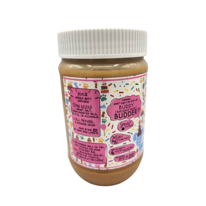 Elite Pet Distributors - Wholesale Pet Treats - Dog - Bark Bistro Birthday Bash Buddy Budder 17oz jar1