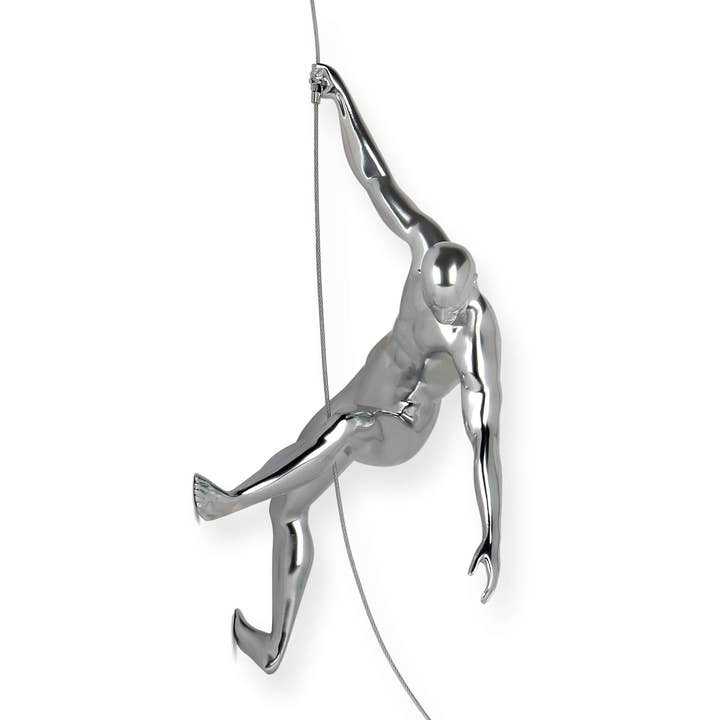 'Climber 2' resin sculpture - Silver for wholesale by ADM Home Decoration