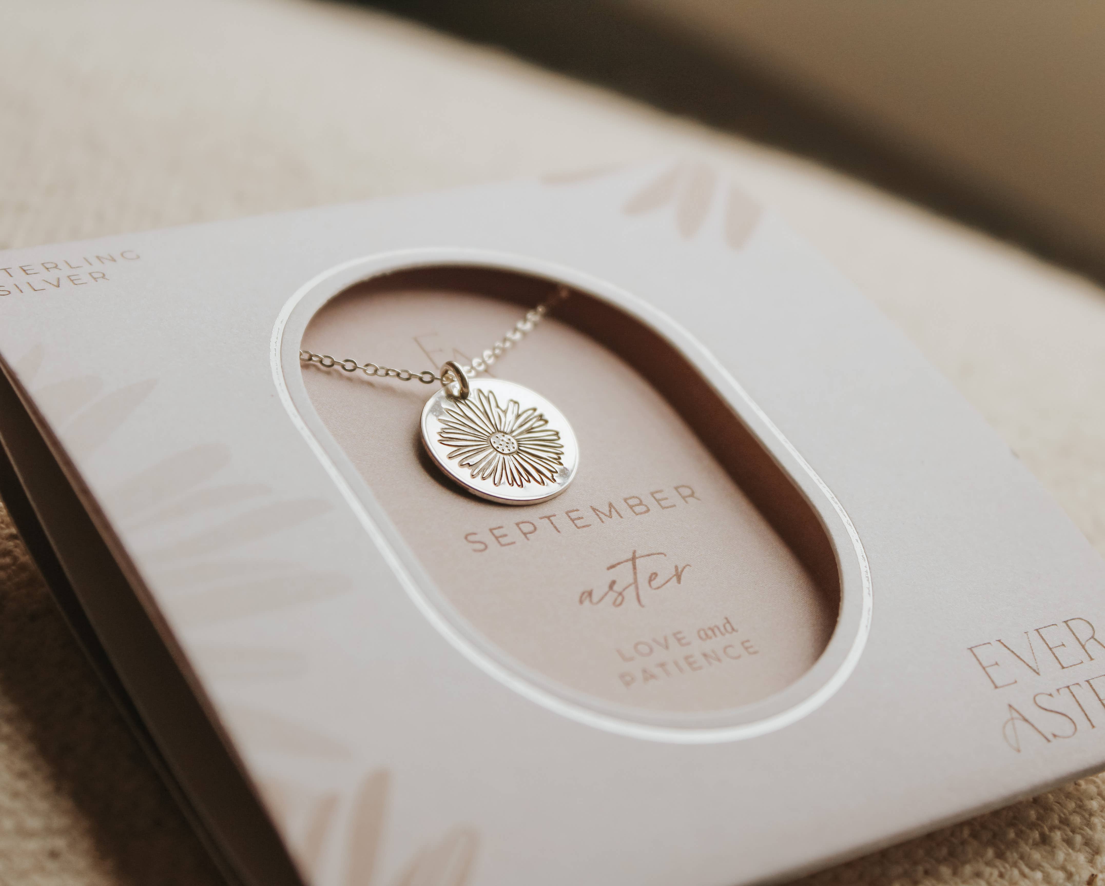 Ever Aster - Wholesale Pendant/Charm Necklace - September Aster Birth Flower Necklace2