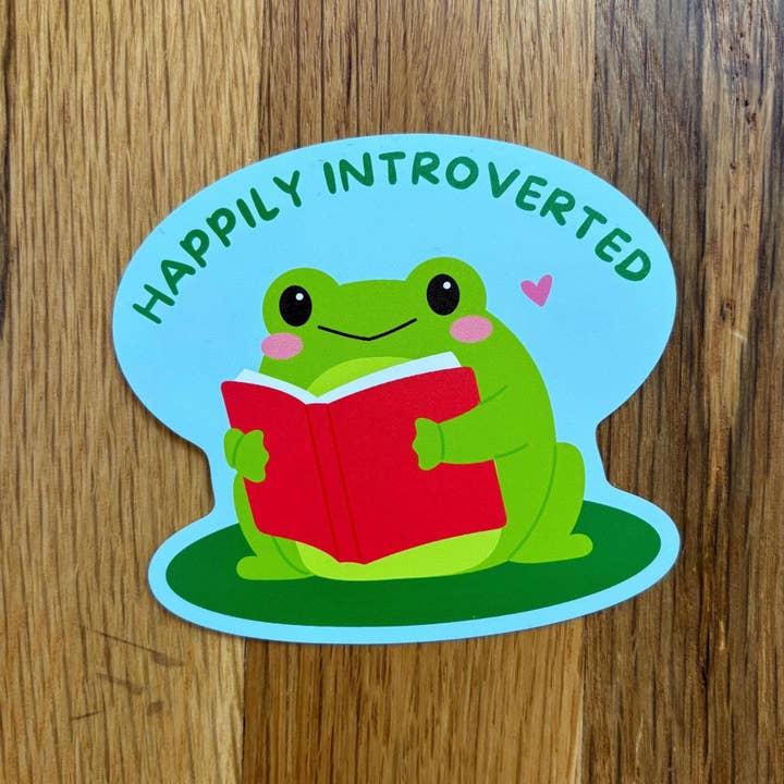 Anna Liz Heart Designs - Wholesale Sticker - Cute Frog Vinyl Waterproof Sticker - 'Happily Introverted'4