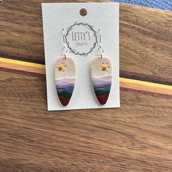 Mountain Landscape Large Dagger Earrings for wholesale by Letty’s Lovelies Co