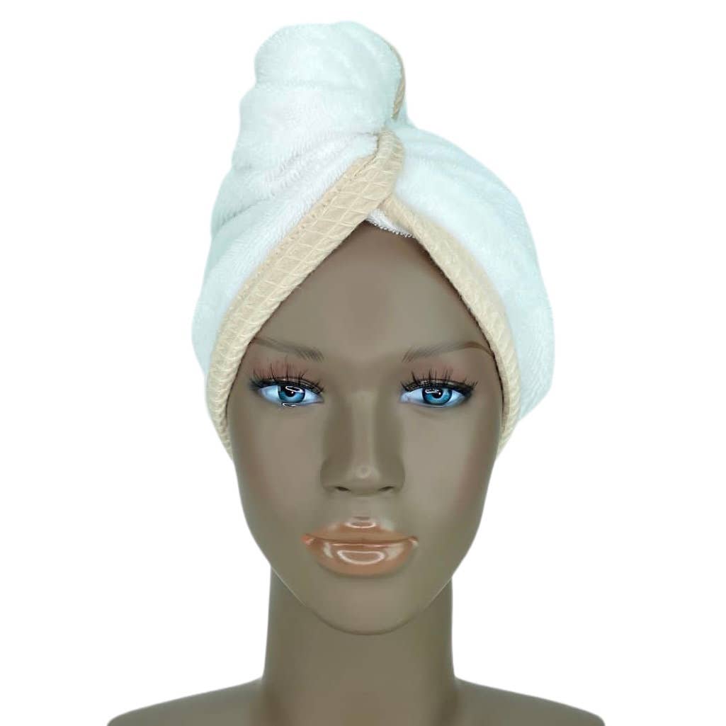Emmanuel Création - Wholesale Hair Towel/Wrap - “Beige Honeycomb” hair towel0
