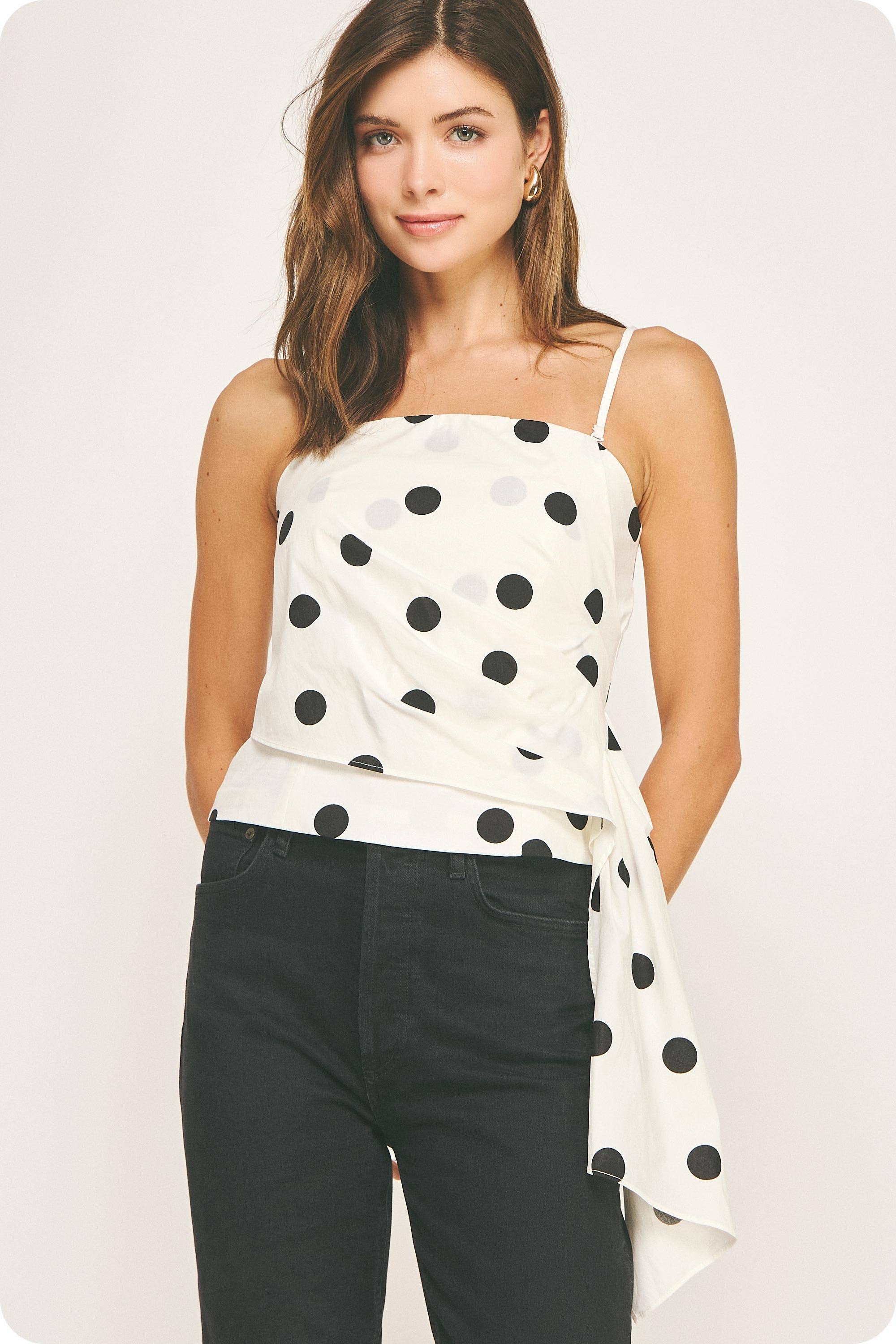 Strut & Bolt - Wholesale Blouse - Women's - Draped Pleat Detail Polka Corset Tube Top10