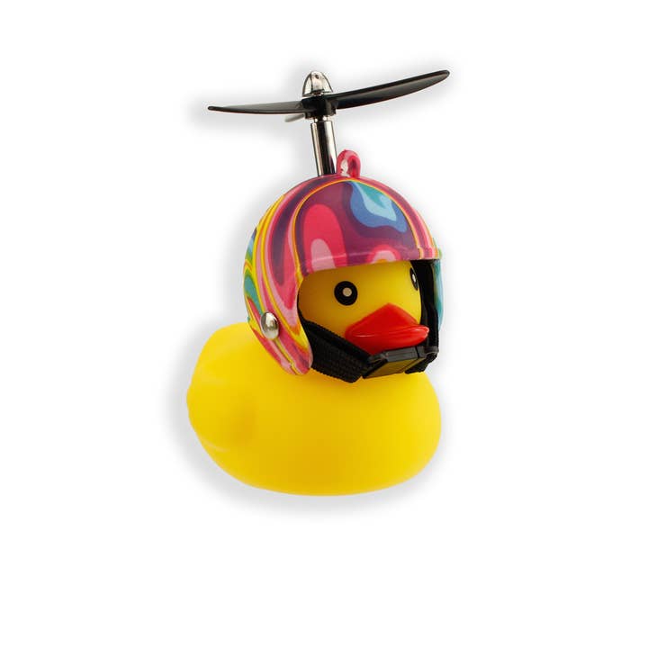 Bicycle rubber duck with helmet Flower Power for wholesale by MAGS