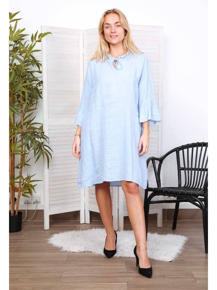 LÉA & LUC - Wholesale Dress - Women's - Short dress in 100% linen REF.134449