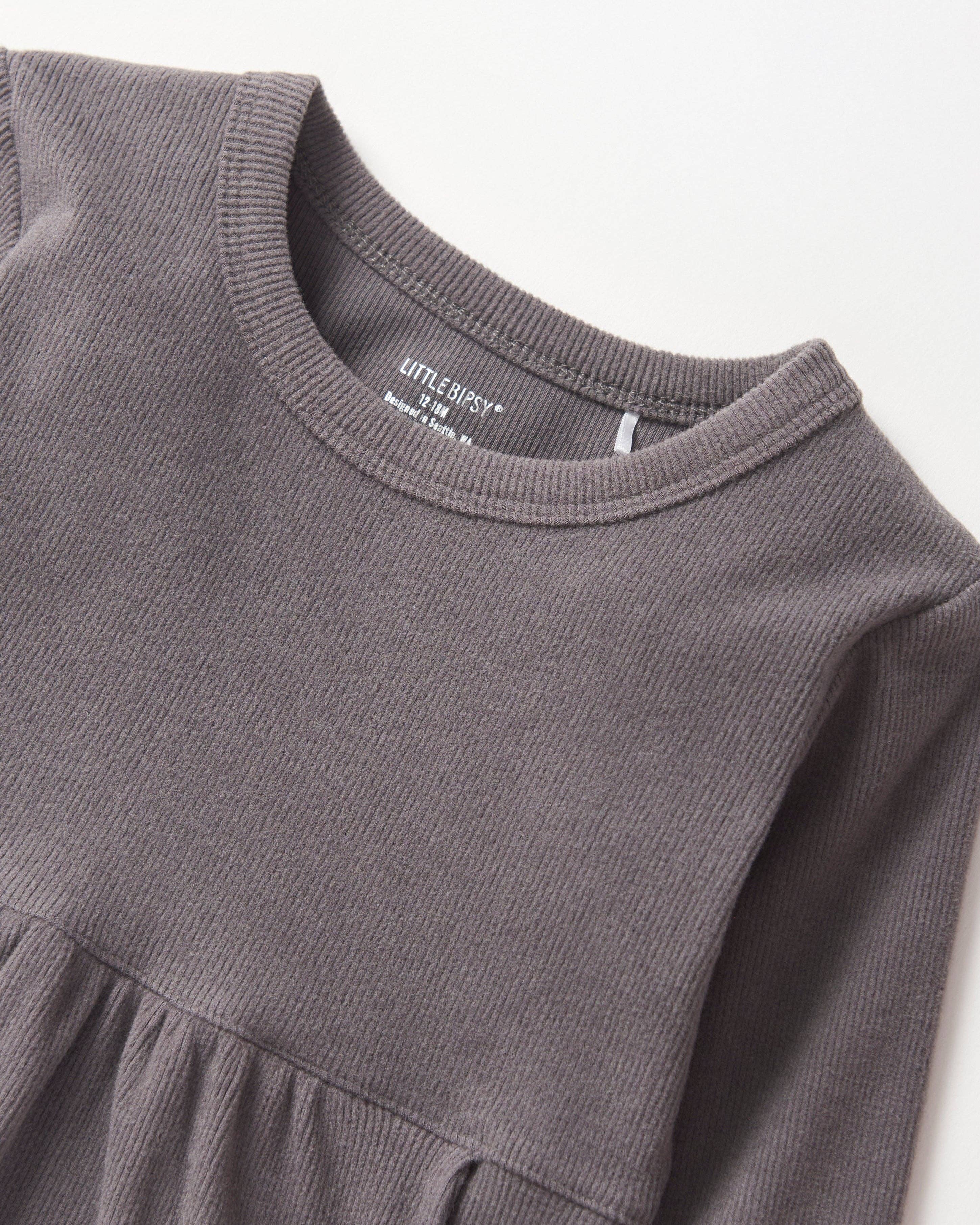 Little Bipsy - Wholesale Dress - Kids - Long Sleeve Ribbed Dress - Graphite4