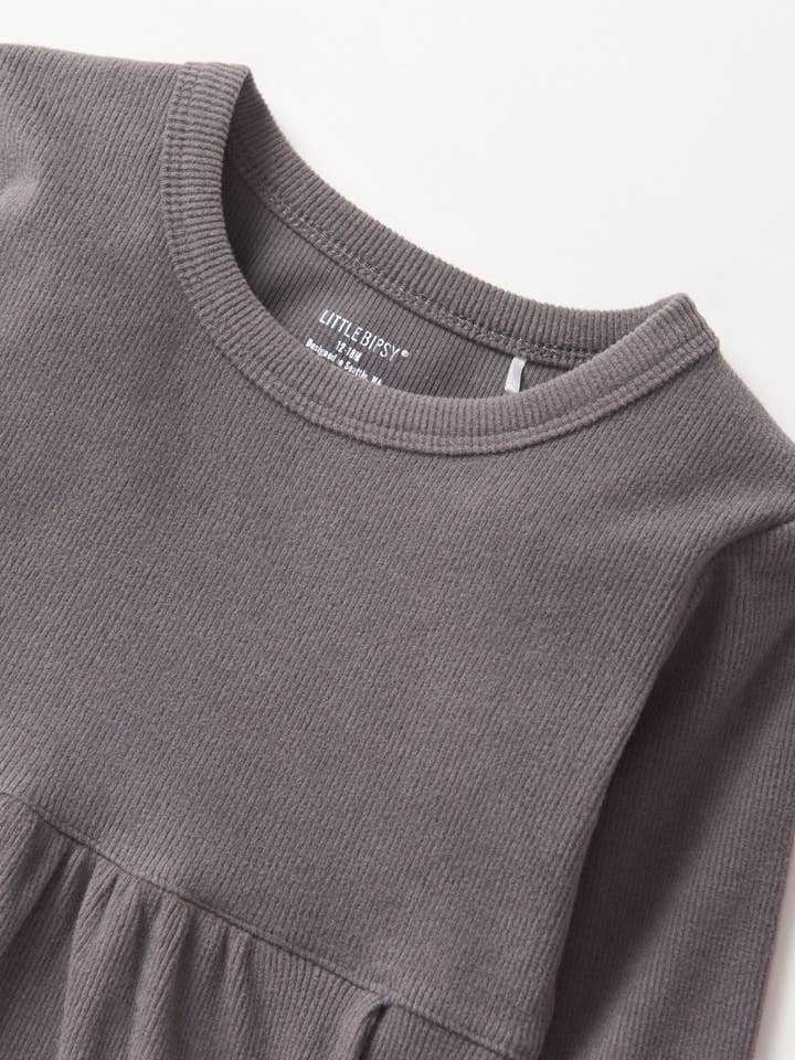 Little Bipsy - Wholesale Dress - Kids - Long Sleeve Ribbed Dress - Graphite4
