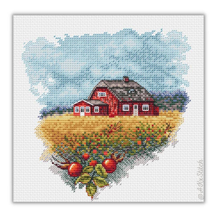 Field Cottage Cross Stitch Kit for wholesale by AKxStitch