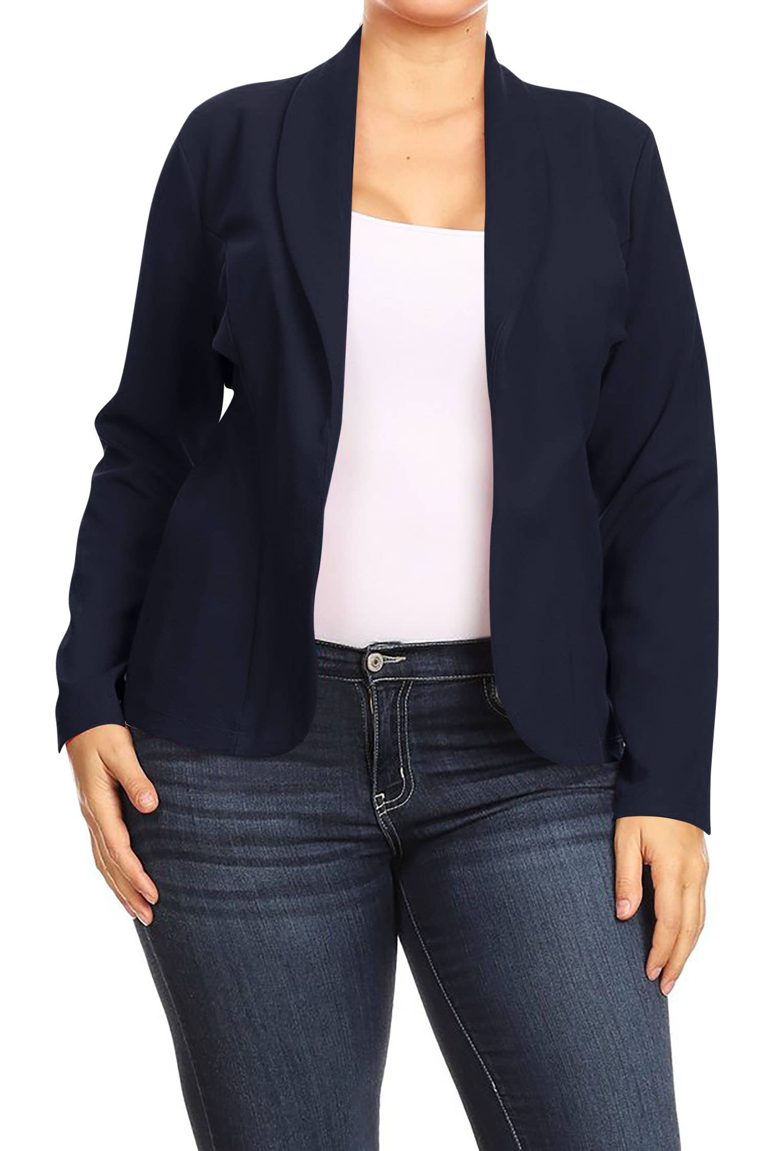 MOA COLLECTION - Wholesale Blazer - Women's - Plus Size Casual Open Front Office Work Wear Blazer Jacket44