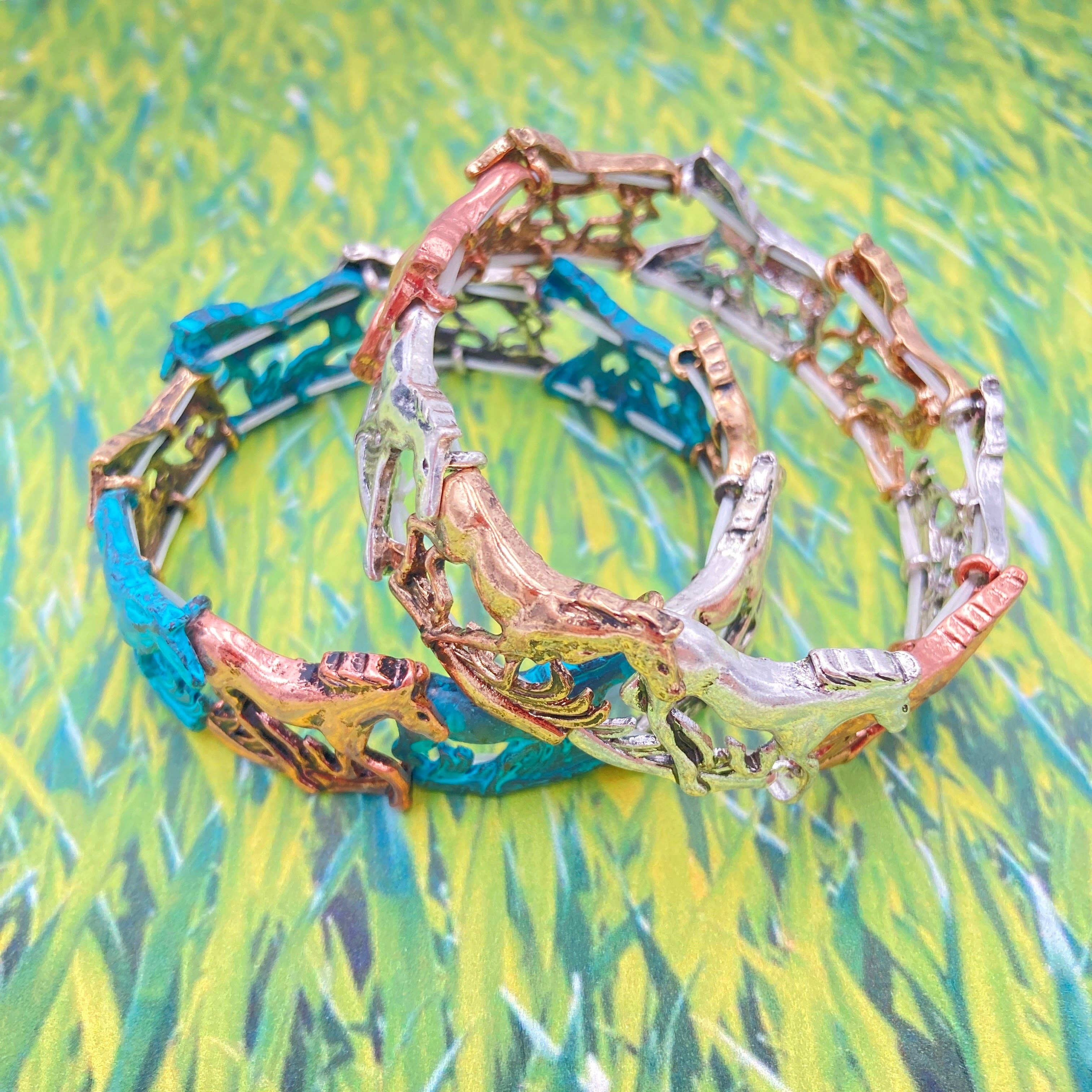 Lunar Deer - Vendita all'ingrosso Bracciale a polsino - Wild Horses Herd - Bracciale elasticizzato in tre tonalità2