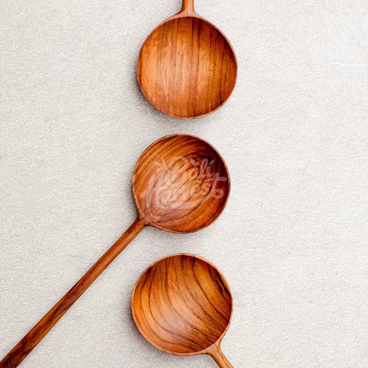 Bali Harvest - Wholesale Serving Utensil - Round Teak Bowl Wooden Spoon - Breakfast Dessert Serving5