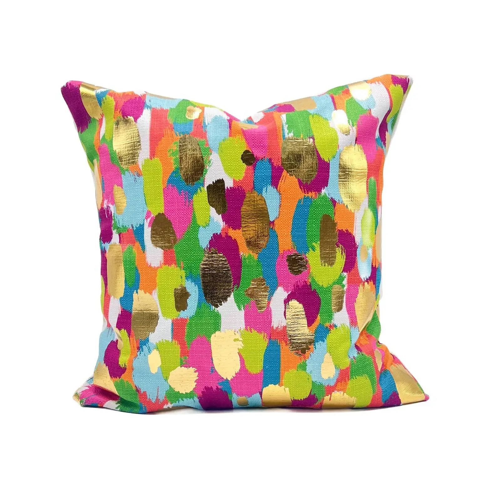 Rachel Brooks Design, LLC - Wholesale Throw/Decorative Pillow - Gold Foil Colorful Paint Daubs Pillow0