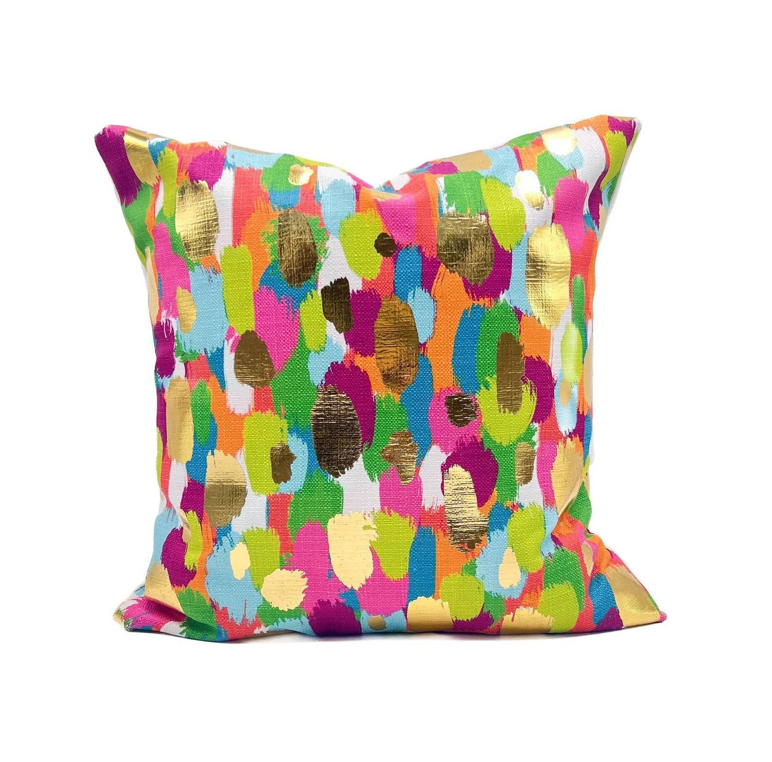 Rachel Brooks Design, LLC - Wholesale Throw/Decorative Pillow - Gold Foil Colorful Paint Daubs Pillow